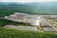 Tampak Pembangkit Listrik Tenaga Surya (PLTS) Ibu Kota Nusantara (IKN) berkapasitas 50 MWac. PLTS yang berdiri di atas lahan 80 hektare ini memasok listrik hijau untuk IKN. Foto : Dok.PLN