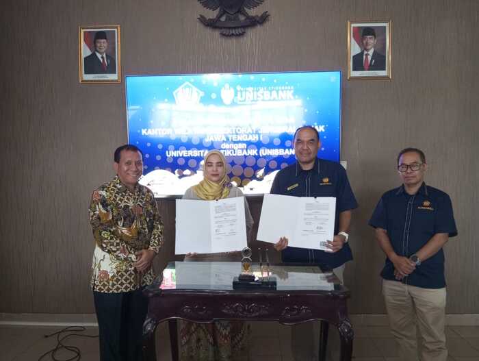 Kantor Wilayah (Kanwil) DJP Jawa Tengah I menyepakati kerja sama Tax Center dengan Universitas Stikubank (Unisbank) di Semarang, Rabu (22/1/2025). Foto : Dok.DJP