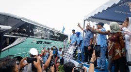 MUDIK GRATIS - Gubernur Jawa Tengah Ahmad Luthfi melepas 289 bus yang mengangkut ribuan pemudik dari Jabodetabek ke 35 kabupaten/kota di Jawa Tengah. (ist/tya(