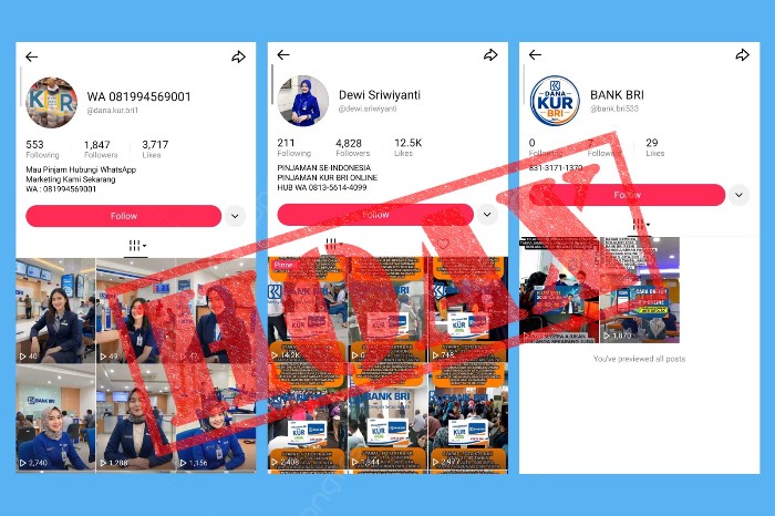 WASPADA PENIPUAN- PT Bank Rakyat Indonesia (Persero) Tbk mengimbau masyarakat untuk waspada penipuan pengajuan KUR online. Foto : Dok.BRI/metrojateng.id